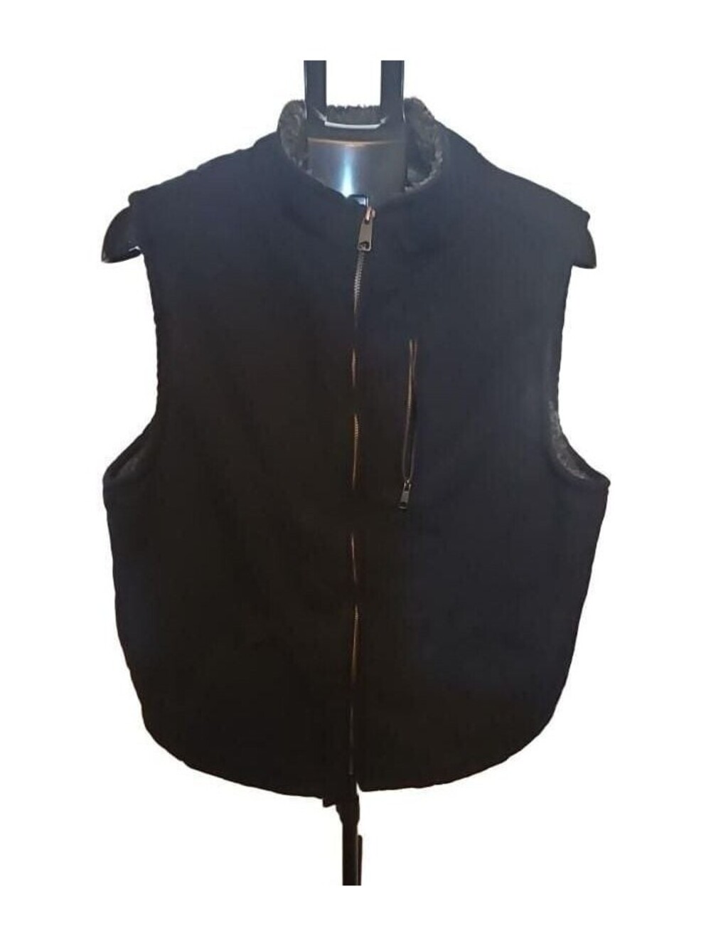 Lee Premium Select Men's Sherpa Lined Black Full-Zip Vest with Chest Pocket Size